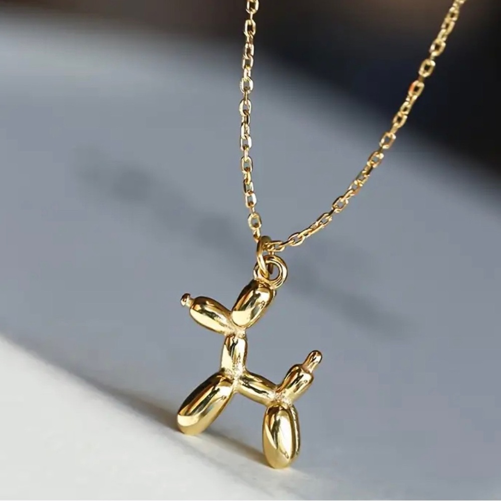 Gold plated ballon dog necklace